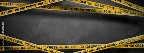 Leinwand Poster Crime scene with yellow police line