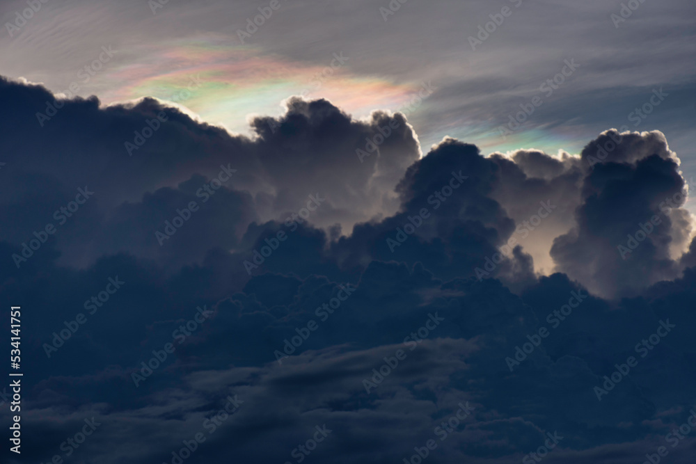 Rainbow clouds,or fire rainbow,optical phenomenon in rainy season