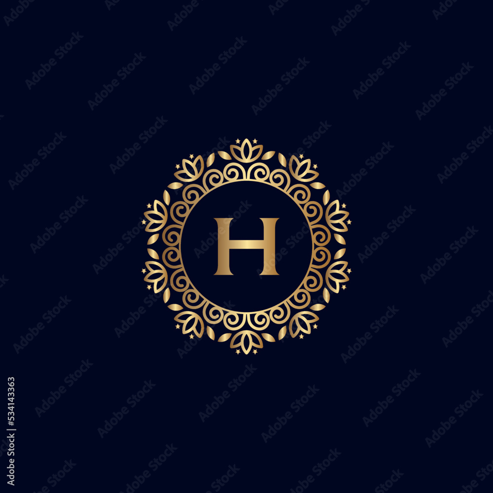 Fototapeta premium GOLD ROYAL LOGO BEAUTY LUXURY LETTER H