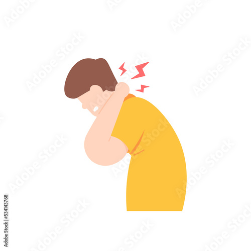 Fototapeta kuchenna a man holds or massages the back of the neck due to