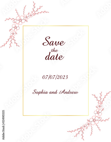 The postcard save the date. Invitetion, Wedding. Vector illustration photo