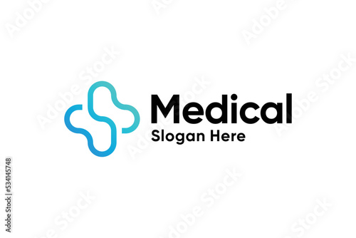 Modern line art medical hospital care logo design