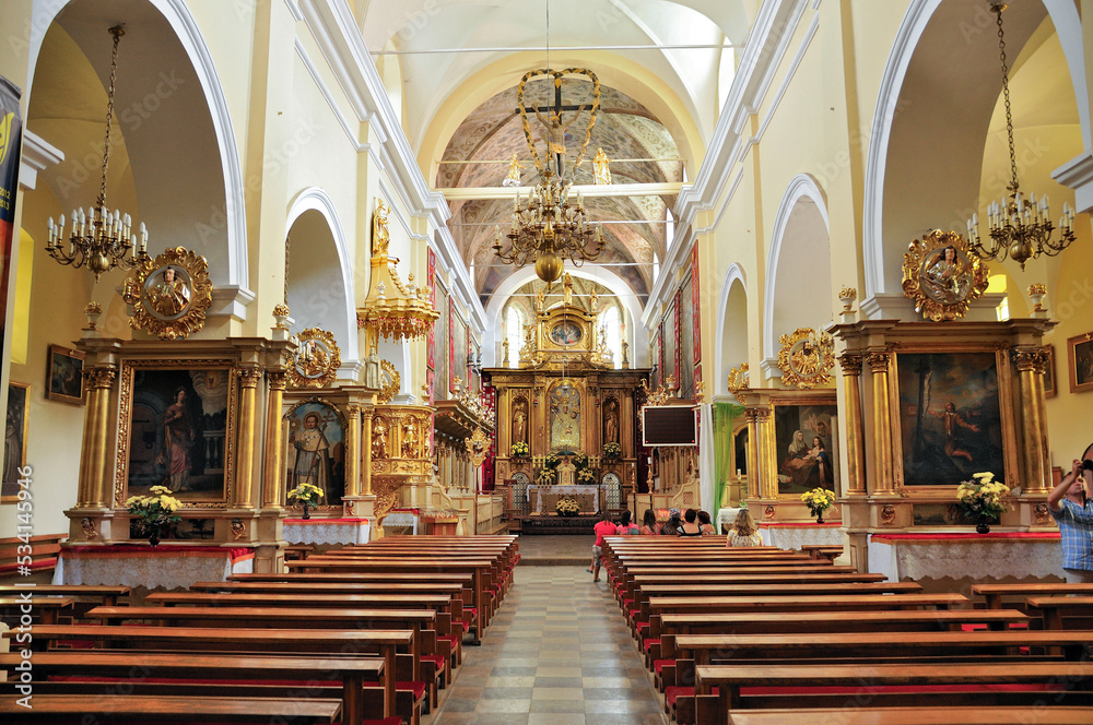 Fototapeta premium Interior of Basilica of Our Lady of Consolation in Czerwinsk over Vistula, Masovian Voivodeship, Poland.