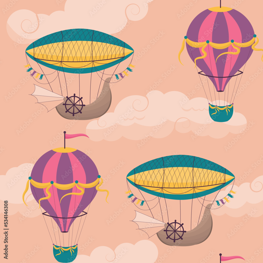seamless pattern with air ship seamless pattern with air ship