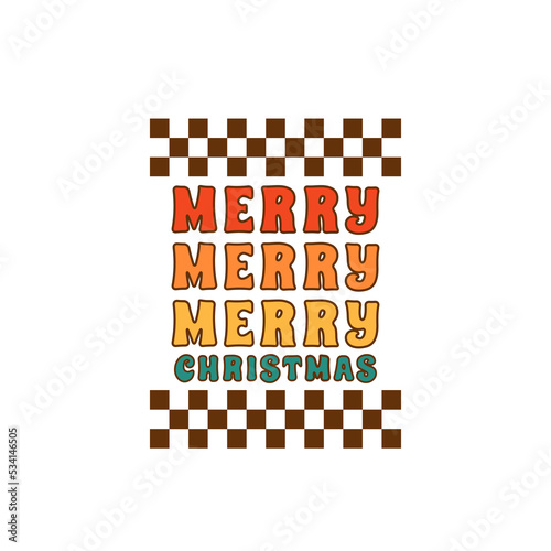 Groovy retro christmas illustration. Retro christmas sublimation design. Merry christmas. Groovy christmas vector art isolated on white.