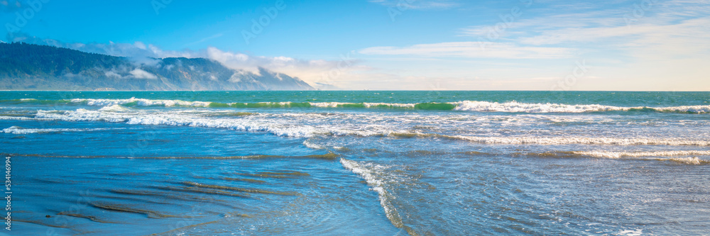 Seascape with waves rolling in on Crescent Beach near Del Norte Coast Redwood State Park in Crescent City, California Seascape with waves rolling in on Crescent Beach near Del Norte Coast Redwood State Park in Crescent City, California
