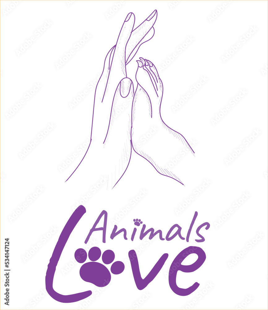 Animals love. Dog and cat vector poster Animals love. Dog and cat vector poster