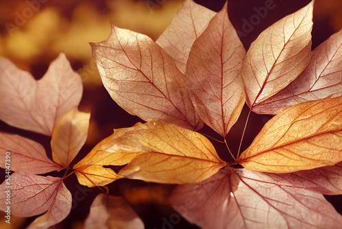 3d illustration of autumnal leaves close up