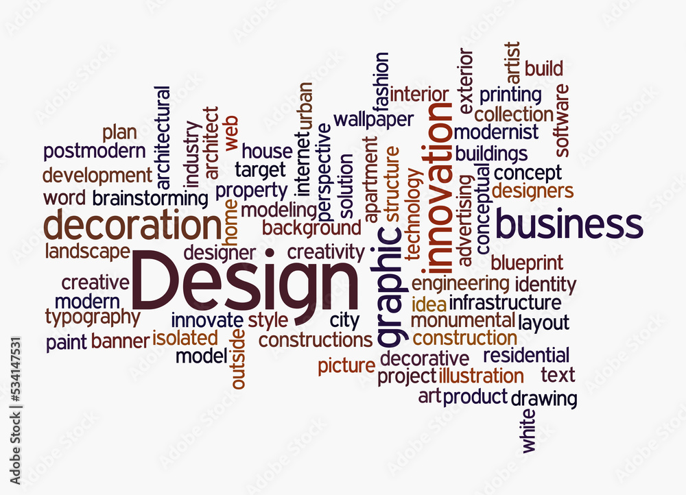 Obraz premium Word Cloud with DESIGN concept, isolated on a white background