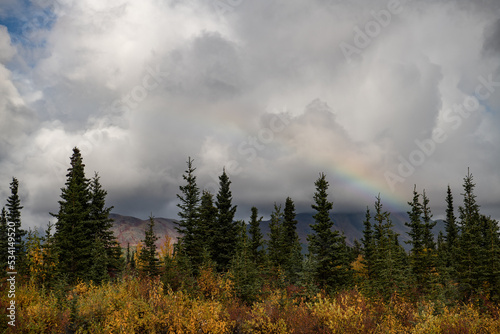 rainbow in the cloudy mountains