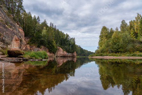 Eagle Cliffs - Autumn nature in Latvia. Gaujas national park