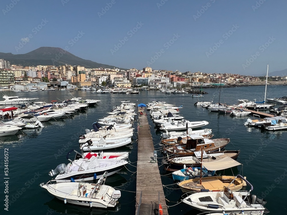 boats in Ercolano port, Naples, Italy 