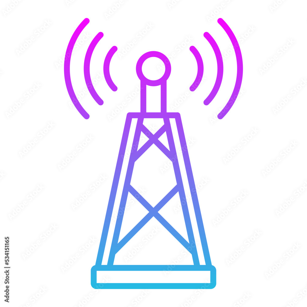 Radio Antenna Line Gradient Icon Radio Antenna Line Gradient Icon