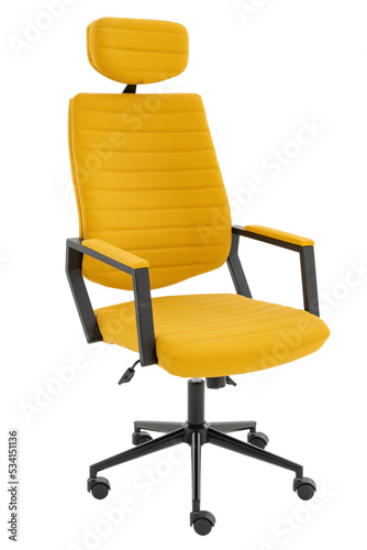 yellow office chair isolated on white background