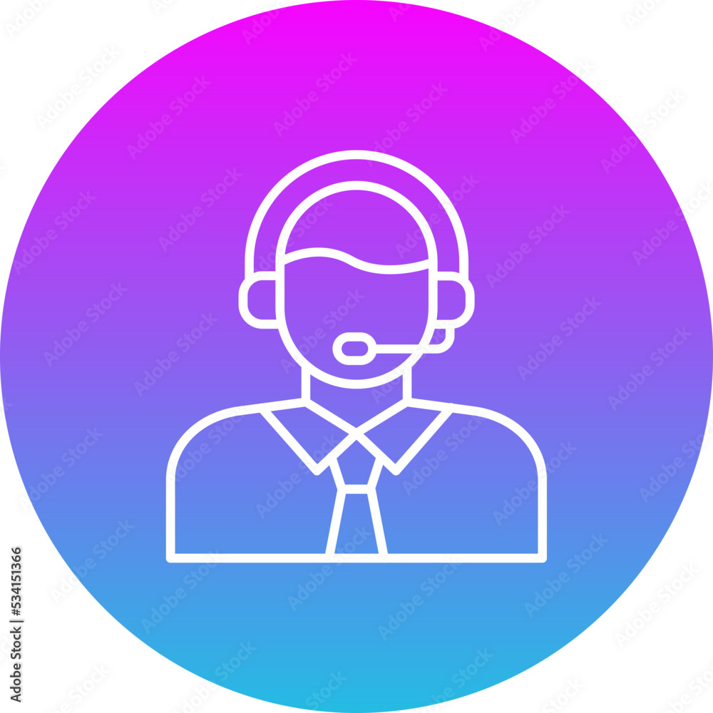 Customer Service Agent Gradient Circle Line Inverted Icon Customer Service Agent Gradient Circle Line Inverted Icon
