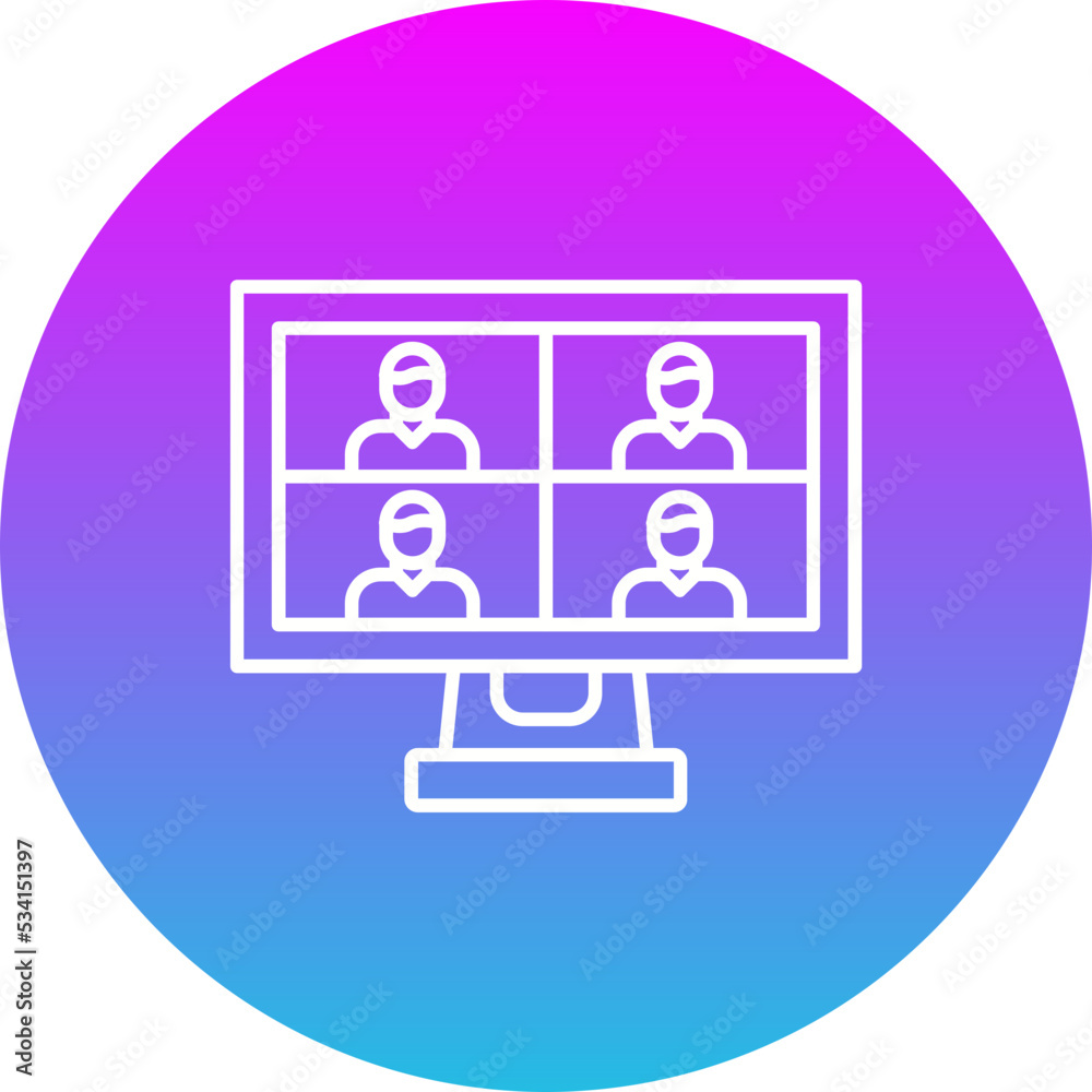 Online Meeting Gradient Circle Line Inverted Icon Online Meeting Gradient Circle Line Inverted Icon