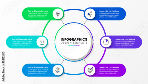 Infographic template. 6 banners joined in the middle