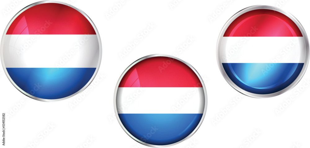 Round national flag pin of Netherlands.Circular vector flag of Netherlands Round national flag pin of Netherlands.Circular vector flag of Netherlands