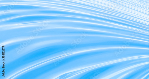Liquid form illustration or flowing blue water. Wave surface, arc, fast movement. gradient Fabric waves. abstract background