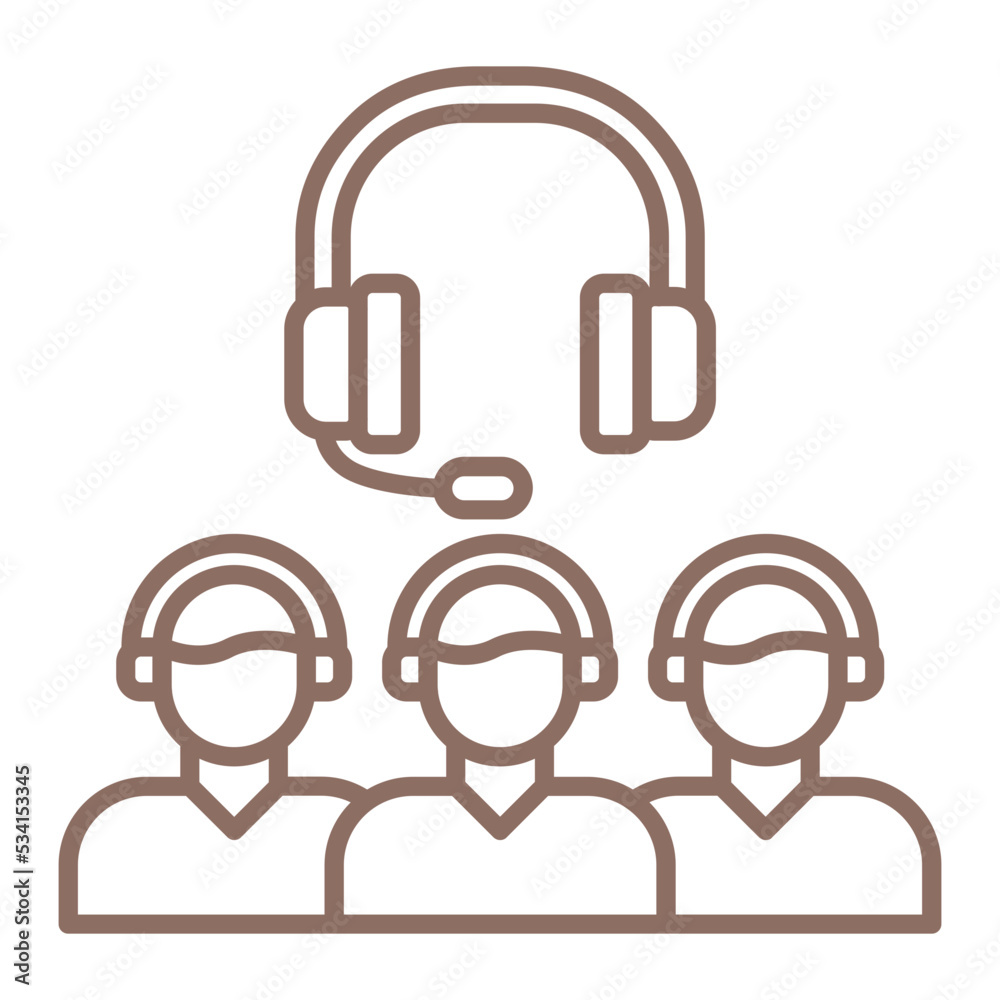 Call Center Agents Multicolor Line Icon Call Center Agents Multicolor Line Icon