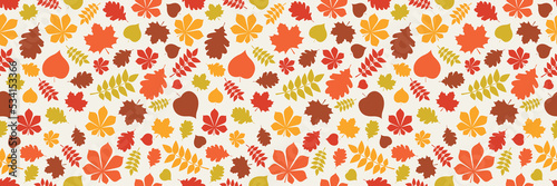 Design of autumn pattern. Background with leaves. Banner. Vector