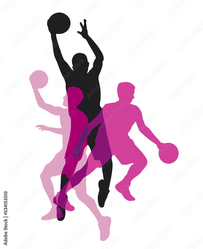 Basketball sport graphic with player in action. Basketball sport graphic with player in action.