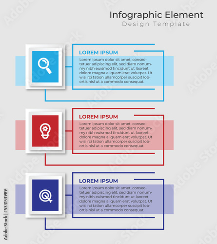 Vector Infographic label design template with icons and 3 options or steps.