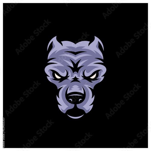 Pitbull dog head mascot logo designs character for sport and pet logo © Top Studio