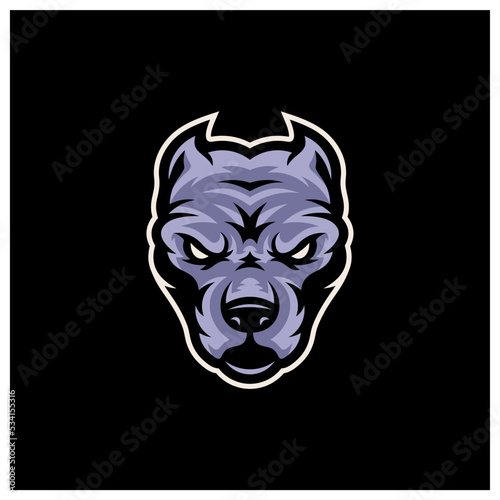 Pitbull dog head mascot logo designs character for sport and pet logo © Top Studio