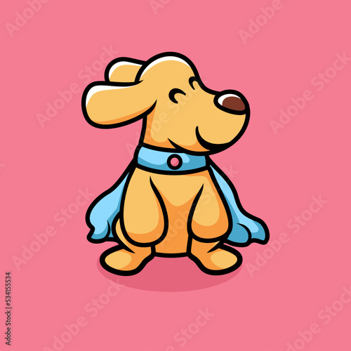 Cute superhero dog cartoon icon illustration.
