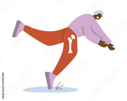Senior lady breaks hip bone in bathroom.