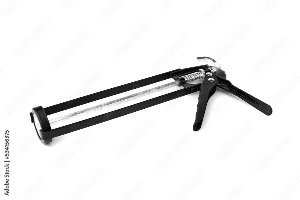 Silicone or sealant gun on white background. Silicone or sealant gun on white background.