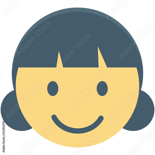 Girl Face Colored Vector Icon 