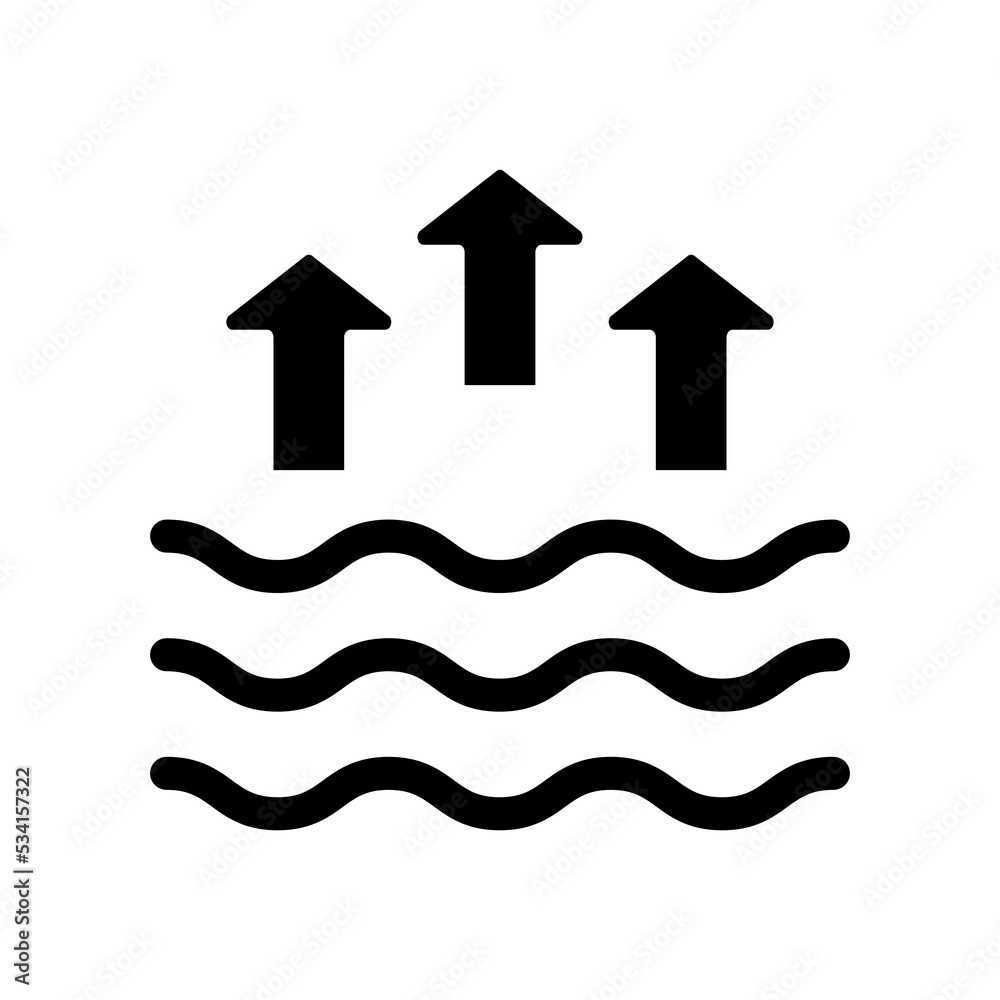 Naklejka premium High Tide Silhouette Icon. Waves on the Sea or Ocean Black Icon. Vector Isolated Illustration
