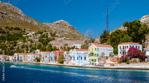 Kastellorizo island, Megisti harbor Greek village between Turkey Kas and Greece.  photo