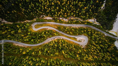 curvy and long road in italy