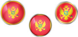 Round national flag pin of Montenegro.Circular vector flag of Montenegro