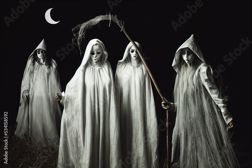 witches in the forest at night Halloween card