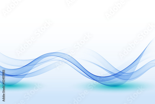 Abstract background with smooth transparent blue wave. Wavy lines, a stream of smoke.