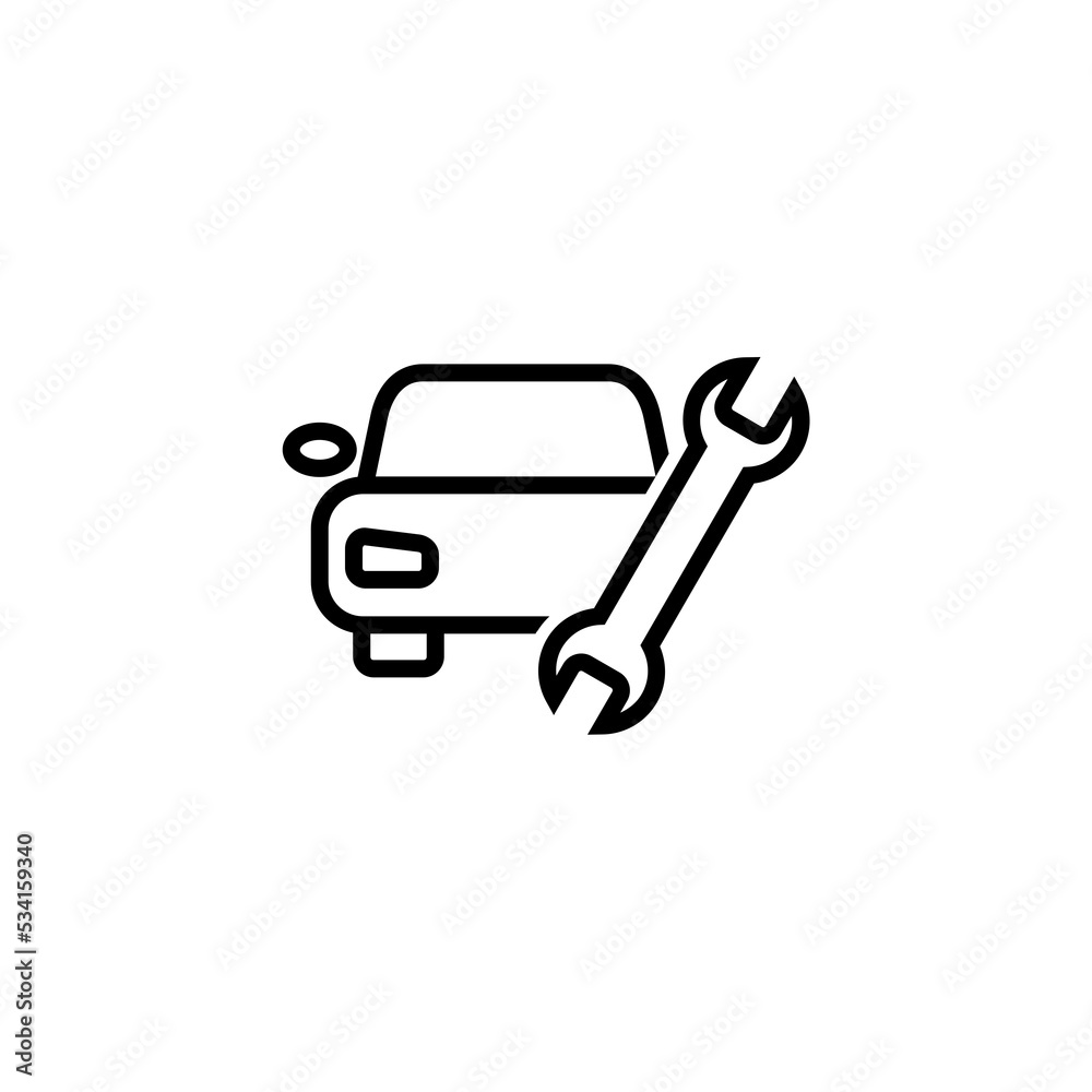 Car service line icon isolated on white background