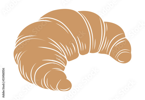 Croissant. Fresh baking, for menu, cafe, bakery, logo, color and black and white illustration. delicious bread croissant bakery