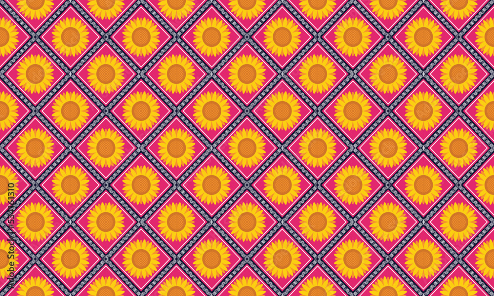 Geometric ethnic flower pattern for background,fabric,wrapping,clothing,wallpaper,Batik,carpet,embroidery style.