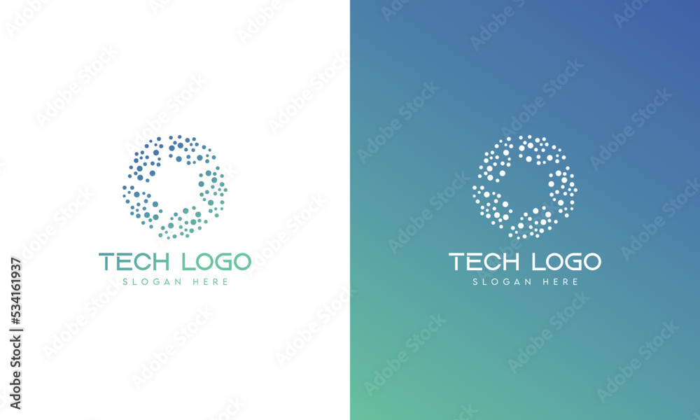 Technology Digital Logo Design Template, Electronic Logo Template Minimal Tech Logo