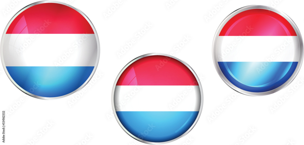 Round national flag pin of Luxembourg.Circular vector flag of Luxembourg Round national flag pin of Luxembourg.Circular vector flag of Luxembourg