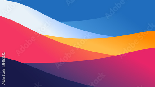 abstract wallpaper from wavy layers filled colourful gradient, 2D background