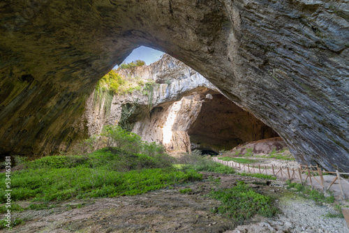 Devetashka cave with holes on the ceiling