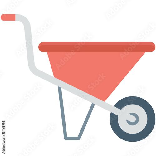 Wheelbarrow Colored Vector Icon 
