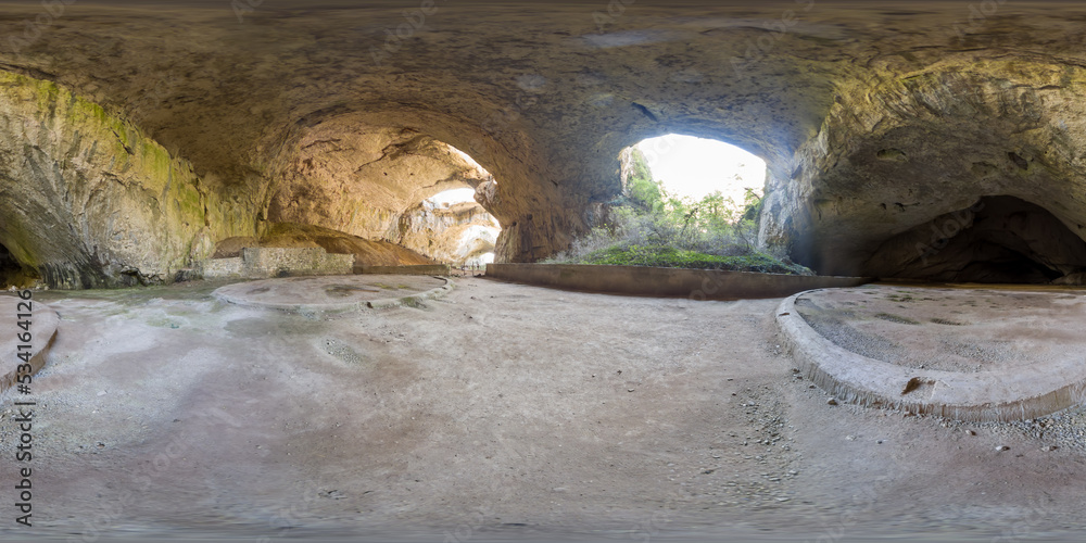 360 image of Devetashka cave with holes on the ceiling 360 image of Devetashka cave with holes on the ceiling