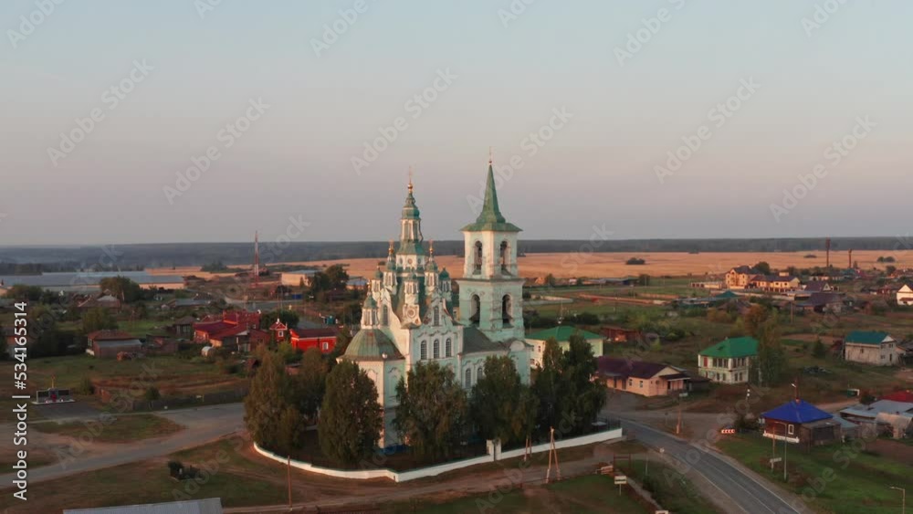 Aerial view of the Orthodox church Aerial view of the Orthodox church