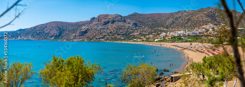 View of traditional greek village and beach Paleochora  Crete  Greece.